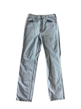 &Denim High Rise Straight Leg Jeans Size 4 Light Wash Classic Blue Denim